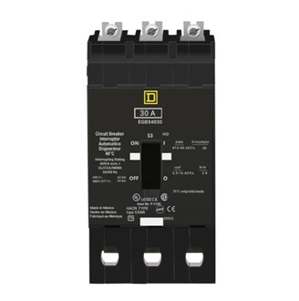 EGB34030 - Square D - Molded Case Circuit Breaker Bolt-On - 30 Amp - 3 Pole - 480 Volt